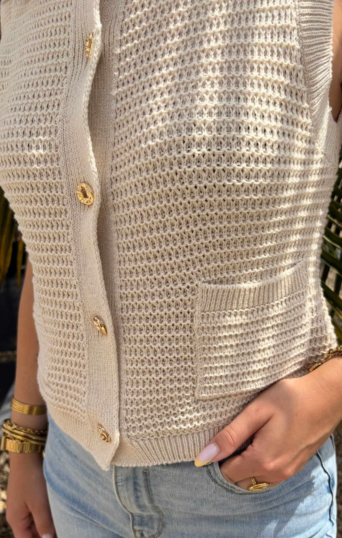 Gilet sans manches- Boutons doré