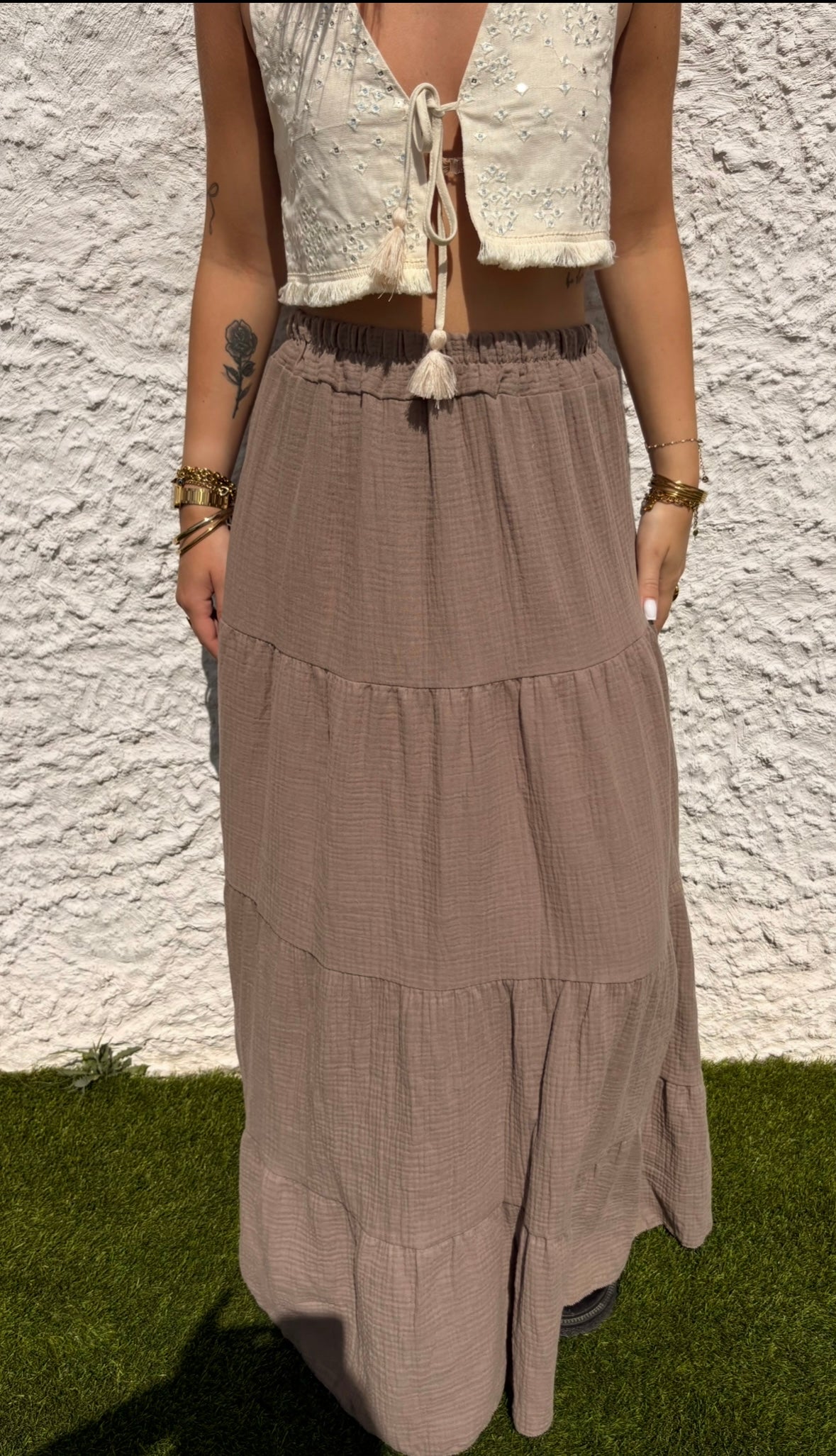 Jupe longue gaze de coton