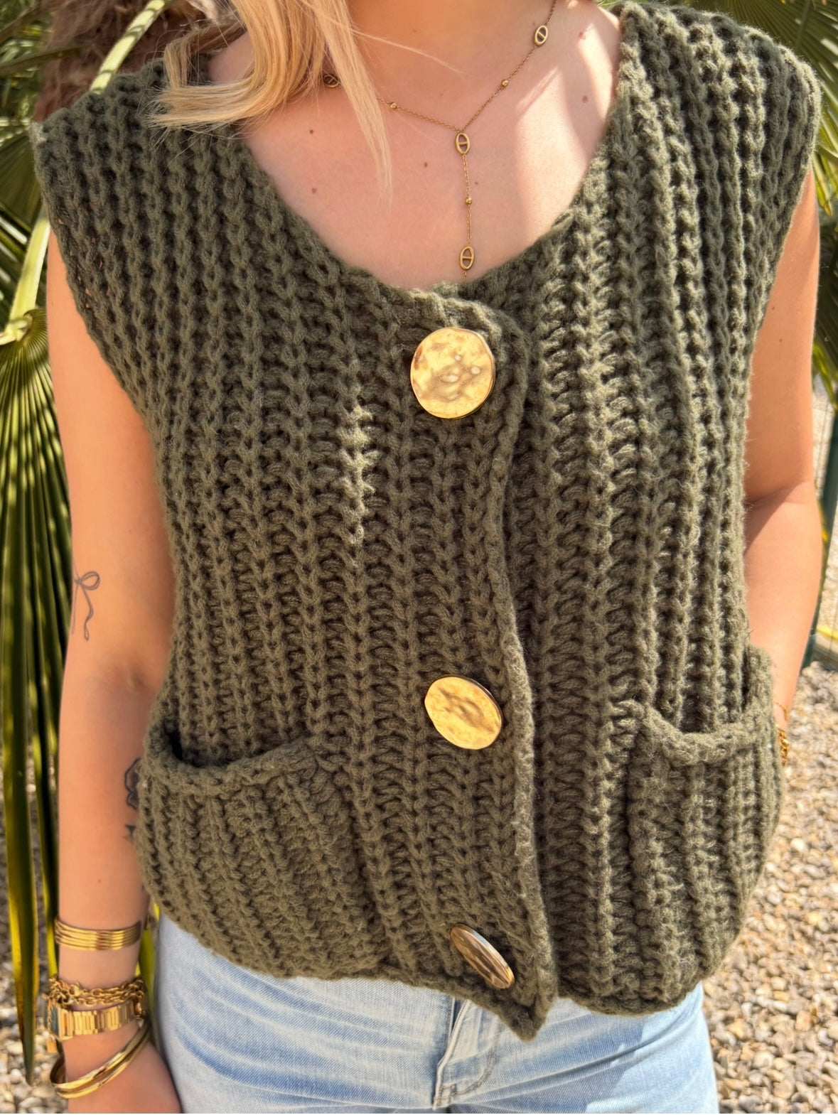 Gilet sans manches kaki