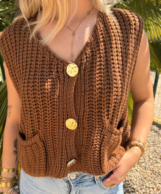 Gilet sans manches marron