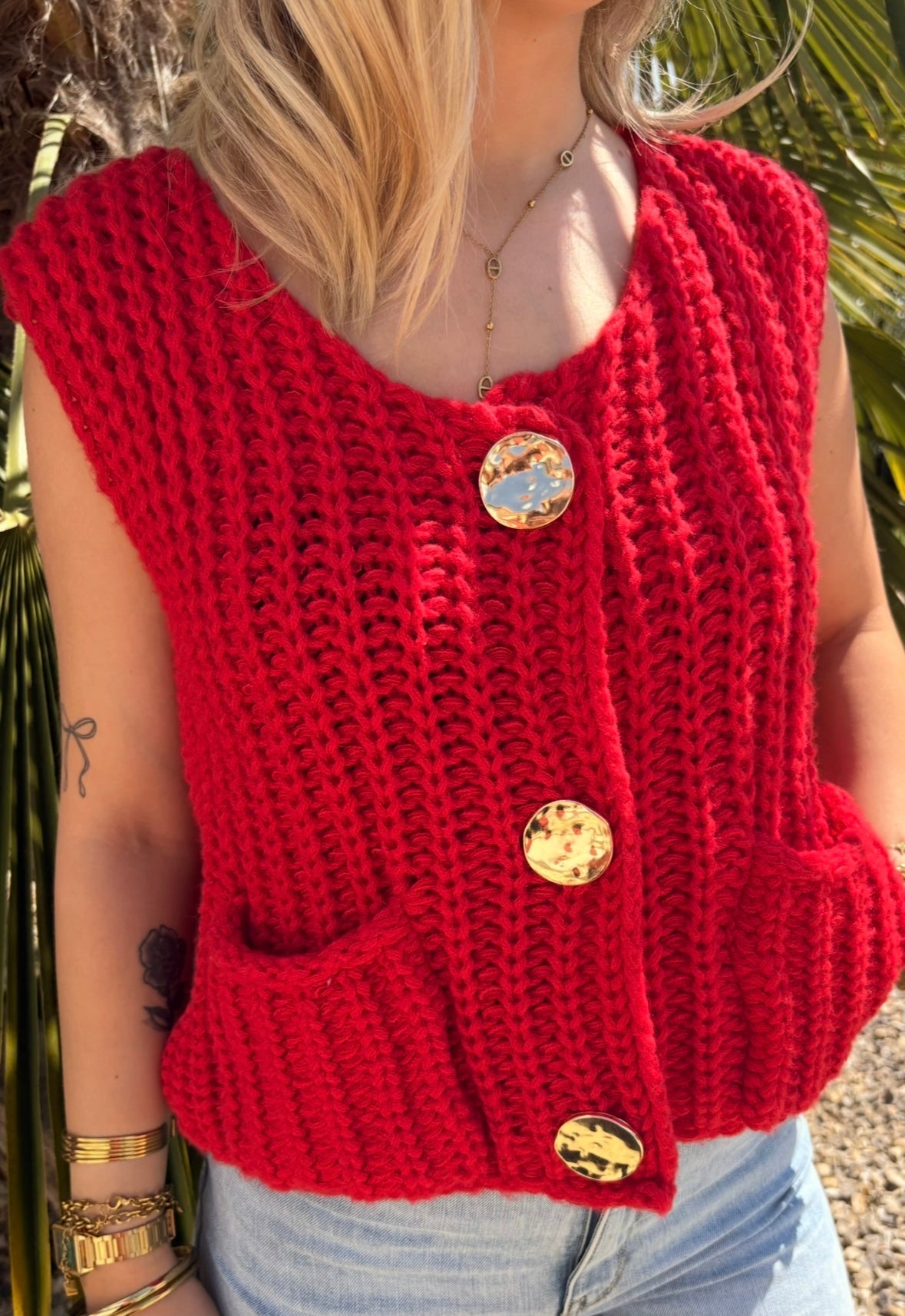 Gilet sans manches « Rouge Passion »