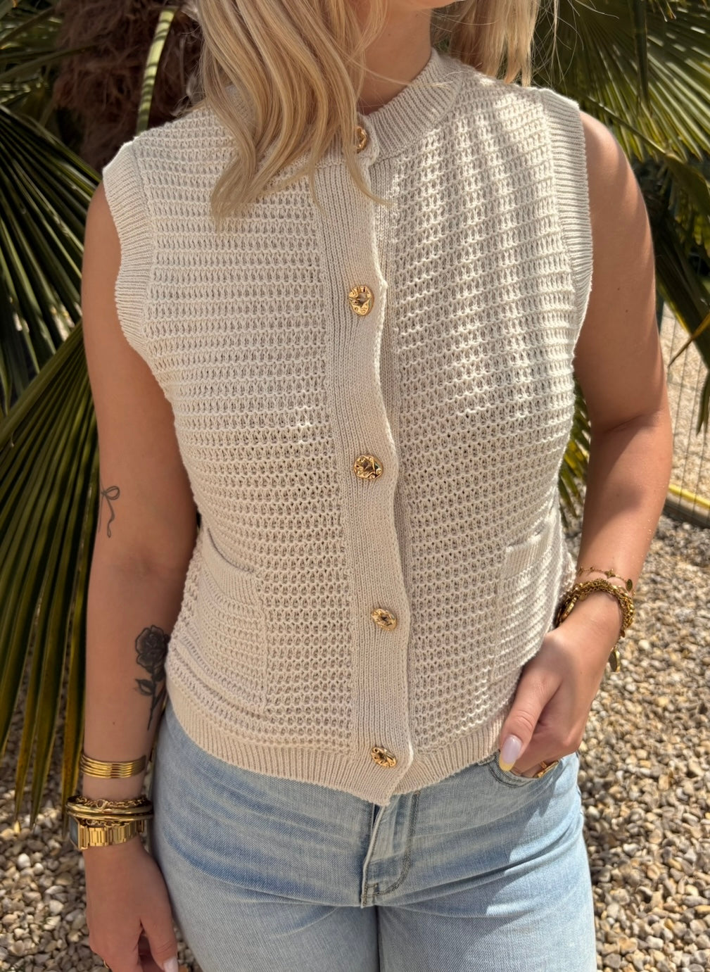 Gilet sans manches- Boutons doré