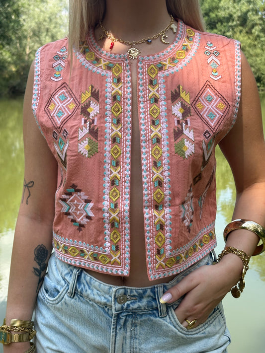 Gilet brodée bohème